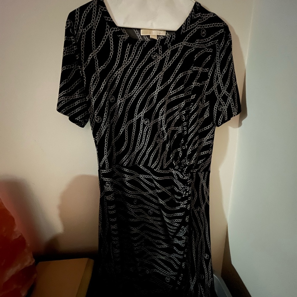 Michael Kors Black and White Midi Dress
